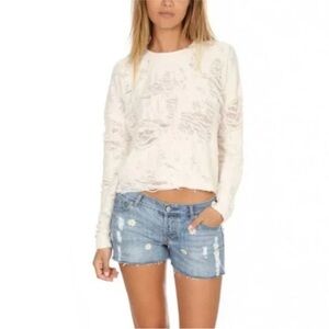 Rails Jesse Blue Distressed Daisy Embroidered Denim Shorts NWT